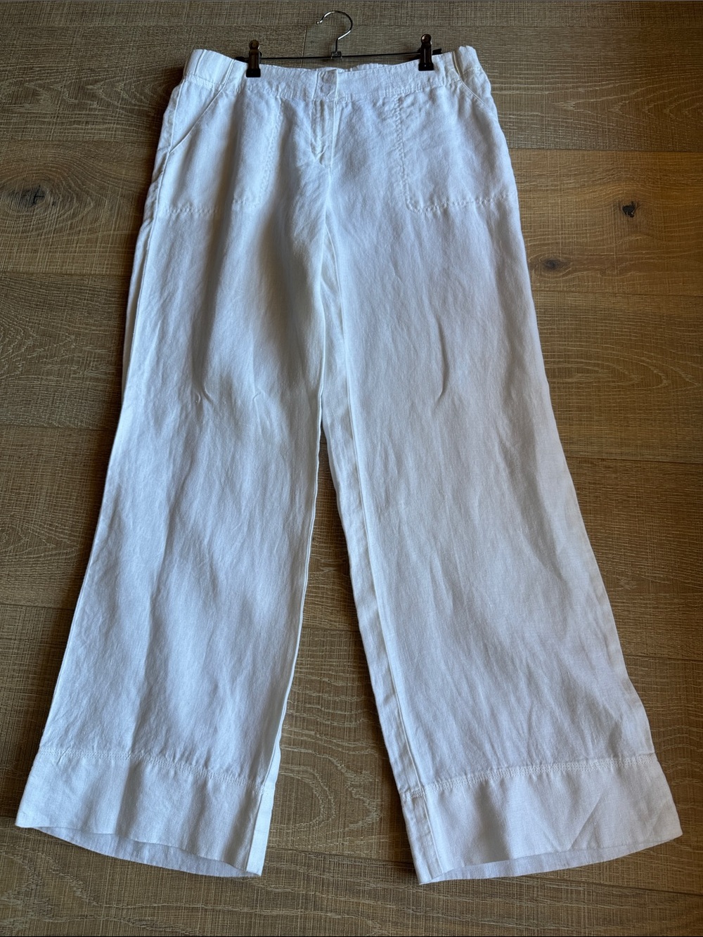 Women’s J JILL heavy White linen Wide-Leg Casual Pants 8 Missy exc